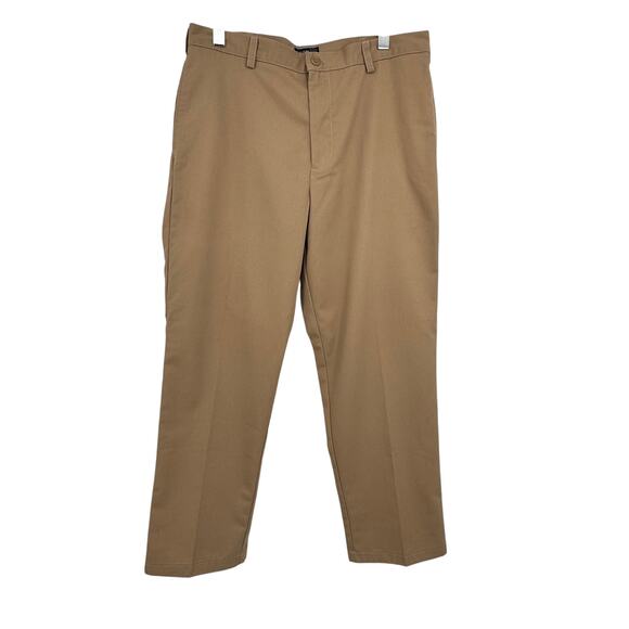 Izod pants men's 36x32 classic American chino flat front khaki wrinkle free NEW - Picture 1 of 7
